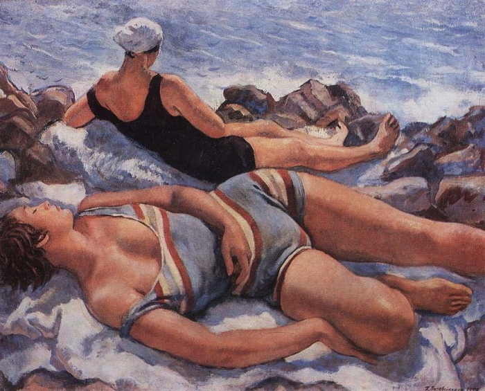 Зинаида Серебрякова на пляже 1927 (700x565, 457Kb)
