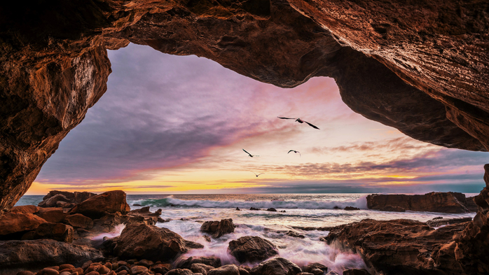 Sunset at Heisler Park, Laguna Beach, California, USA (700x393, 397Kb)