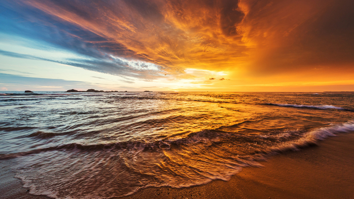 Sunset over Indian ocean, Hikkaduwa, Sri Lanka (700x393, 408Kb)