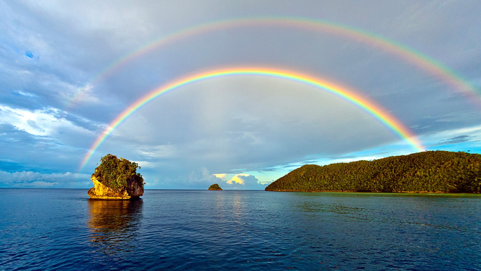 Double rainbow at Misool island, West Papua, New Guinea, Indonesia (700x393, 322Kb)