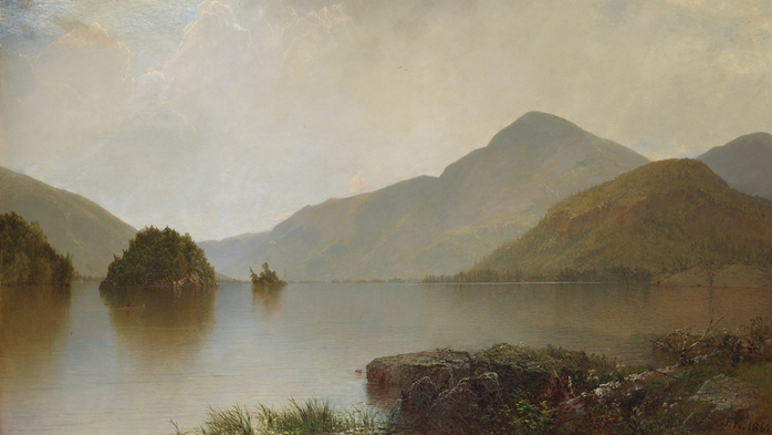 Lake George painting by John Frederick Kensett, 1869, oil on canvas (700x393, 257Kb)