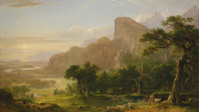 Landscape - Scene from Thanatopsis - painting by Asher Brown Durand, 1850 (700x393, 324Kb)