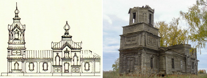 Приозёрная. Церковь Троицы Живоначальной, 1883-86 гг. (арх. и совр. фото) (700x265, 222Kb)