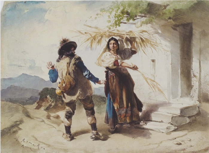 Anton_Romanko_-_Bauernpaar_in_der_Campagna_-_1860-65 (700x512, 357Kb)