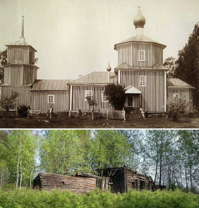 Покровское. Церковь Покрова Пресвятой Богородицы, 1715 г. (арх. и совр. фото) (672x700, 467Kb)