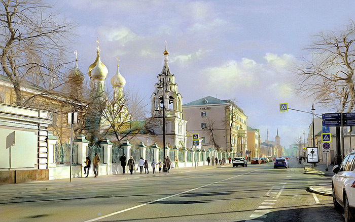 Виталий Лабзов, Апрель в Москве (700x439, 440Kb)