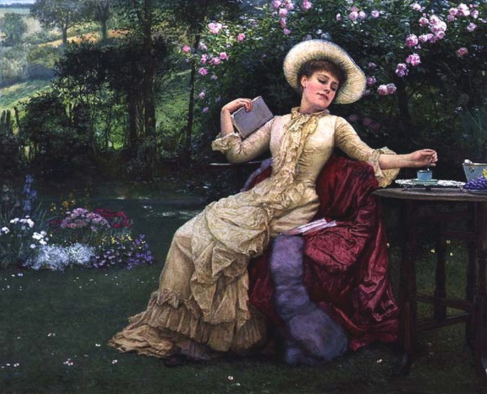 Drinking Coffee and Reading in the Garden by Edward Killingworth Johnson
