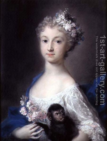 Rosalba Carriera : Girl holding a monkey
