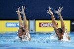 Манила Фламини и Джулия Лапи (Manila Flamini and Giulia Lapi) из Италии. Выступление пар на чемпионате Европы по синхронному плаванию в Будапеште, 5 августа 2010 года.
