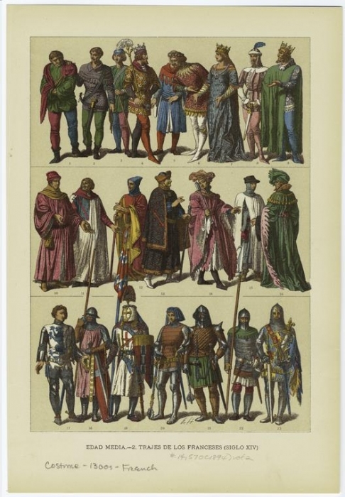 Edad media -- 2. Trajes de los franceses (siglo XIV)..jpg