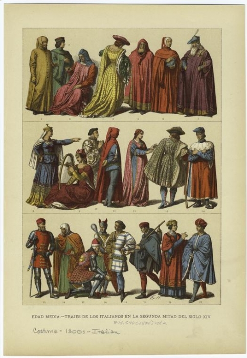 Edad media - trajes de los italianos en la segunda mitad del siglo XIV..jpg