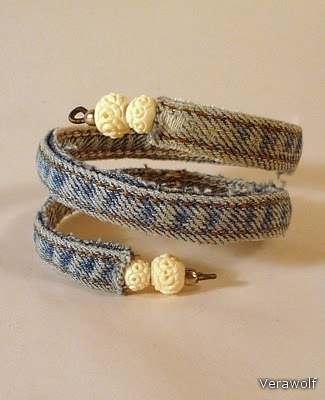 Craft Ideas  Jeans on Bracelet Made From Old Jeans