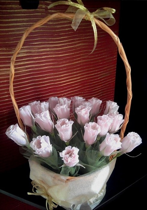 Бутон розы из конфет ☆ Бутоны роз из гофрированной бумаги ☆ мастер-класс