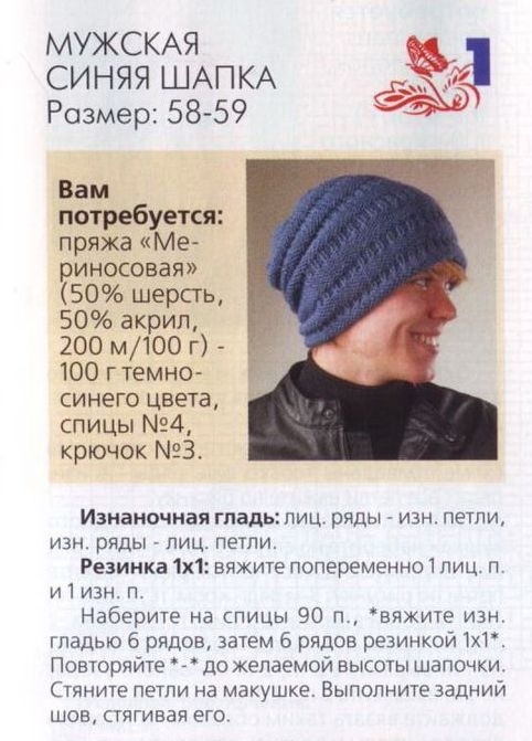 Вязания мужских шапок схемы Вязания мужских шапок схемы