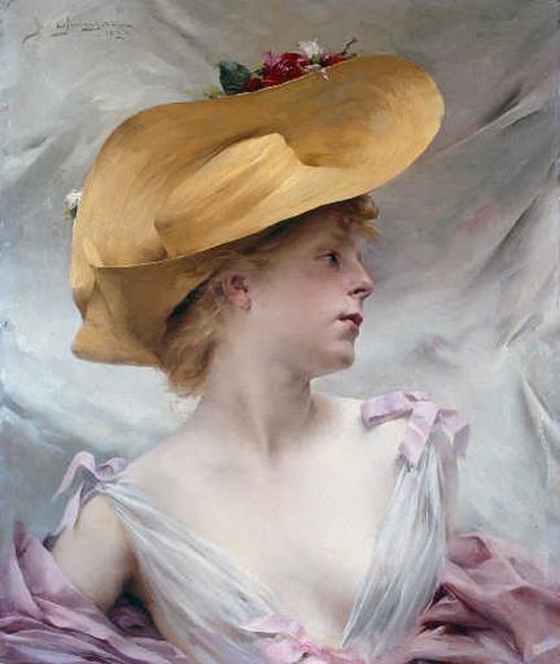 Jeune Fille Au Chapeau De Paille- Paul Francois Quinsac