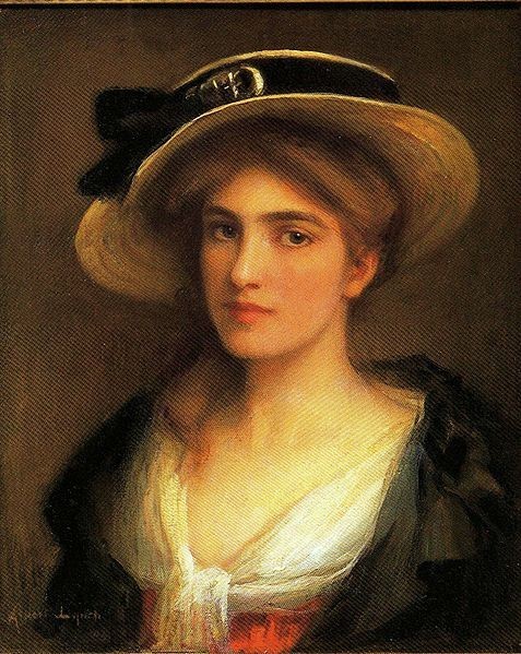 Albert Lynch (1851-1912) Jeune femme au chapeau. Huile sur panneau. 