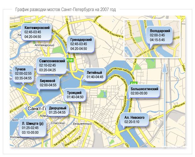 Какие мосты разводят в питере карта