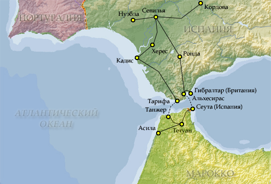 Карта пролива гибралтарского пролива