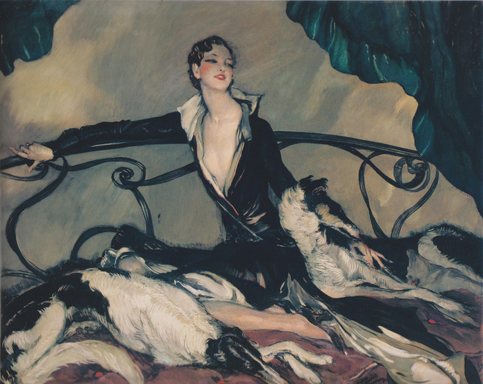 Woman with Greyhounds (1930) (700x557, 243Kb)
