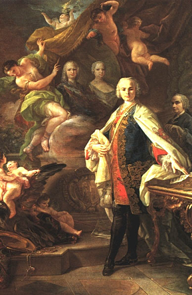 Carlo Broschi (Farinelli), a painting by Corrado Giaquinto (1694-1765)
