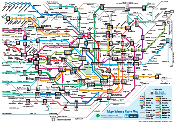 Интерактивная карта метро токио