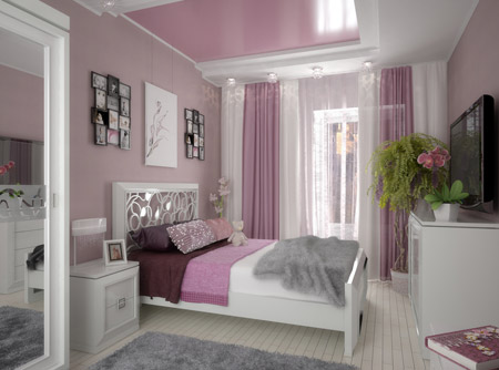 Спальня с розовой мебелью