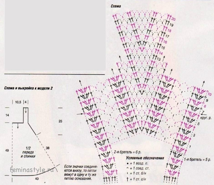 Схема вязания майки крючком