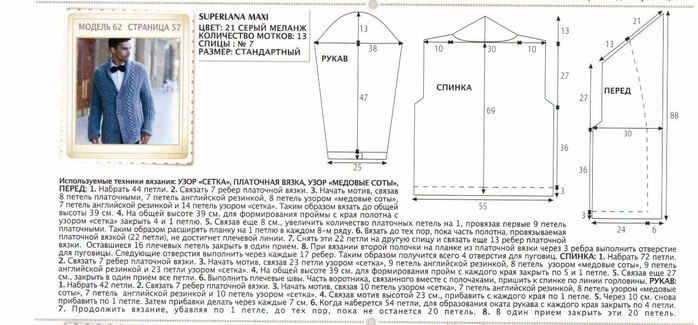 Кардиган английской резинкой спицами схема