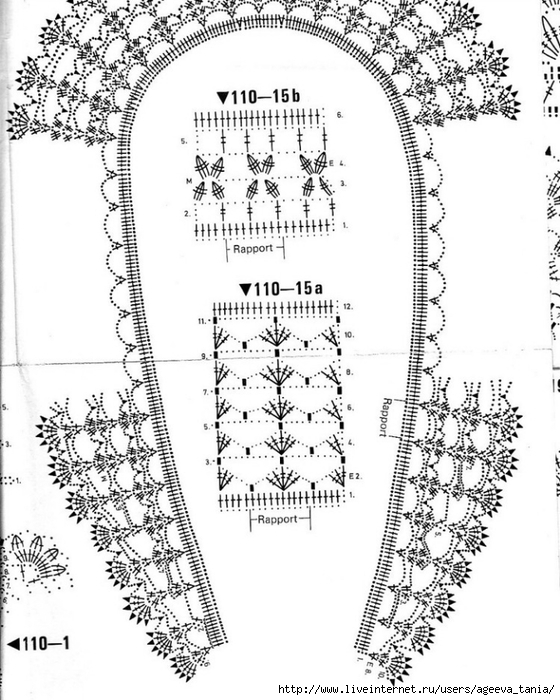 Вязаные воротники крючком со схемами и описанием из японских журналов