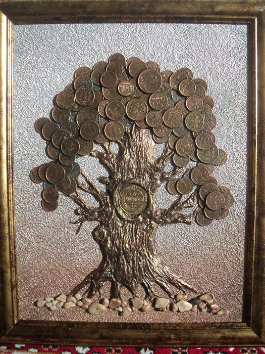 Денежное дерево из бисера, монет, купюр своими руками