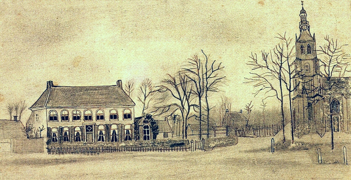 Vicarage and Church at Etten, 1876 (700x358, 157Kb)