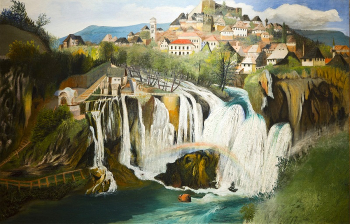 Waterfall at Jajce, 1903 (700x448, 374Kb)