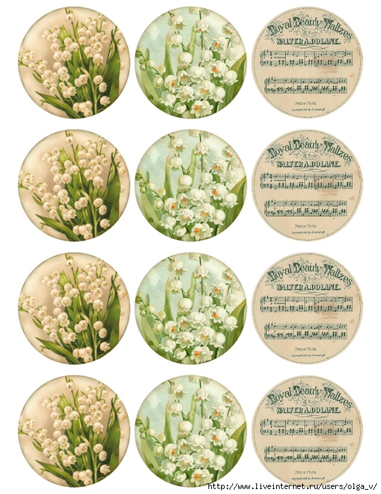 Lily-of-the Valley ~ 2.5 in round printable ~ lilac-n-lavender (541x700, 322Kb)