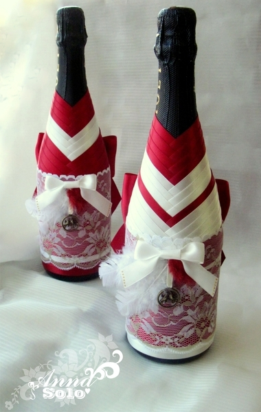 Как оплести бутылку атласными лентами в подарок или на праздничный стол ...