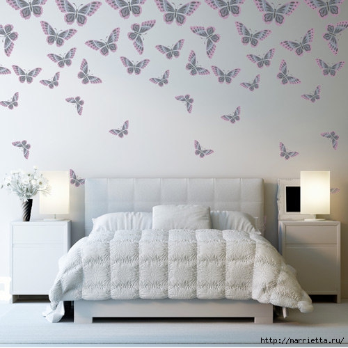 Порхающие бабочки в интерьере. Трафареты для стен и потолка (13) (500x500, 129Kb)