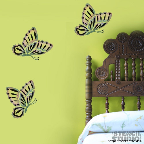 Порхающие бабочки в интерьере. Трафареты для стен и потолка (20) (500x500, 114Kb)