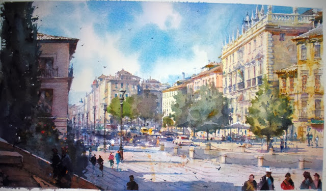 Geoffrey Wynne watercolour step by step Plaza Nueva 3 acuarela paso a paso (640x375, 246Kb)