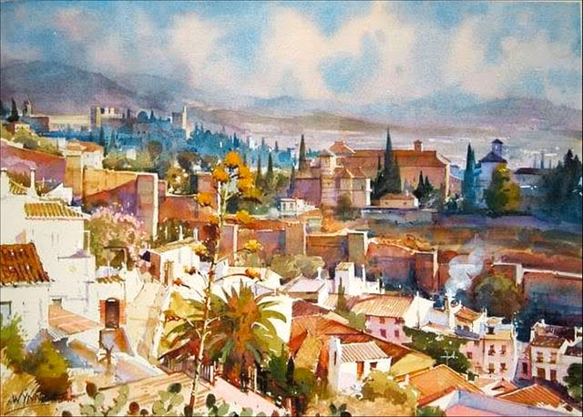 Geoffrey Wynne acuarela watercolour San Cristobal Granada Grenade (640x458, 354Kb)
