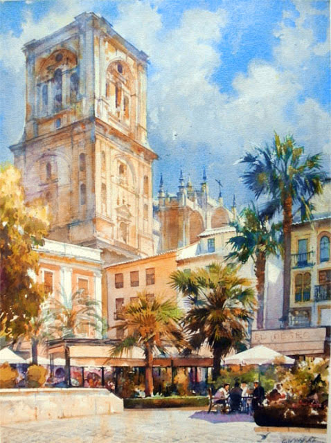 Plaza de la Romanilla Geoffrey Wynne Watercolour (478x640, 323Kb)