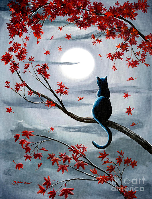 black-cat-in-silvery-moonlight-laura-iverson (534x700, 580Kb)