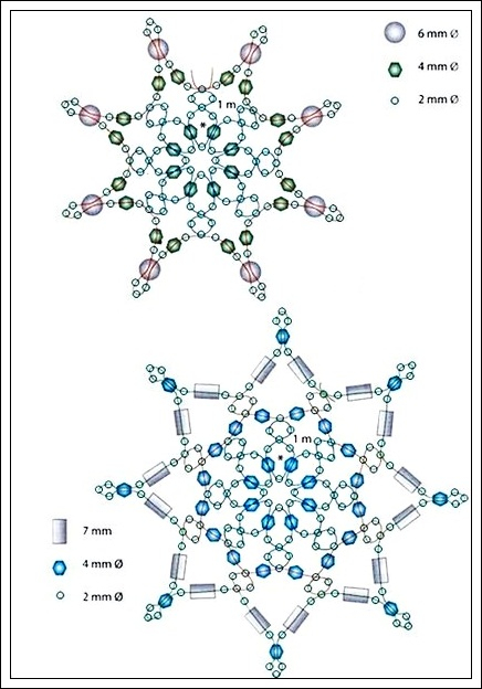 Снежинка из бисера схема