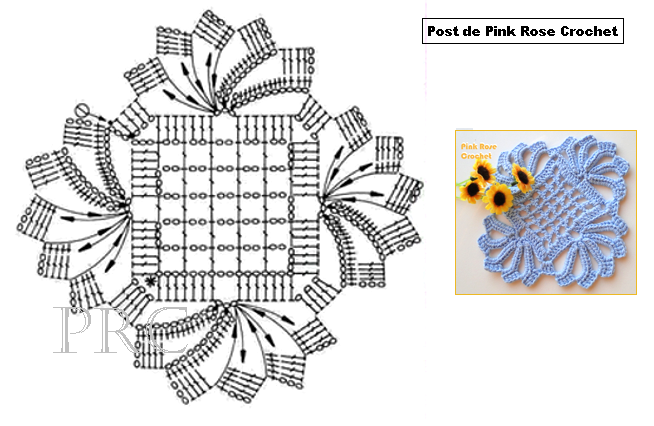 Centrinho Quadrado Crochet Coaster  gráfico (654x426, 204Kb)