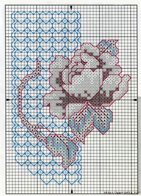Валентинка с вышивкой розы. Схема (1) (481x666, 350Kb)