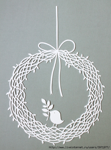 wreath papercut with bird full (450x609, 234Kb)