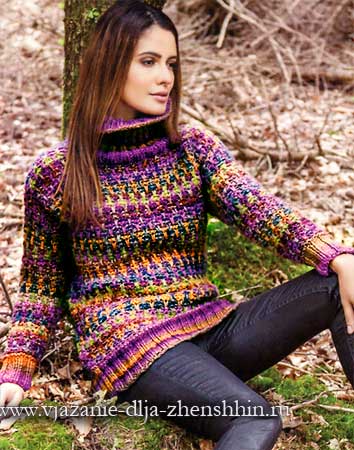 Пуловер с широкими разноцветными полосами - ЖЕНСКИЙ БЛОГ.РУ: рецепты, семья, рукоделие