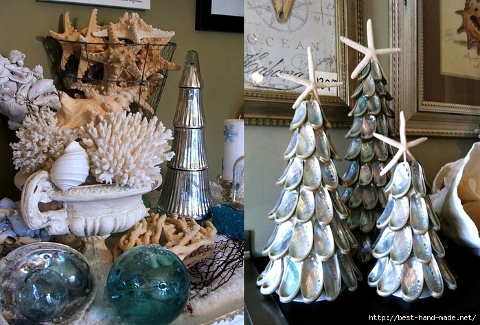 Christmas tree artificial - christmas tree made of shells (700x474, 324Kb)