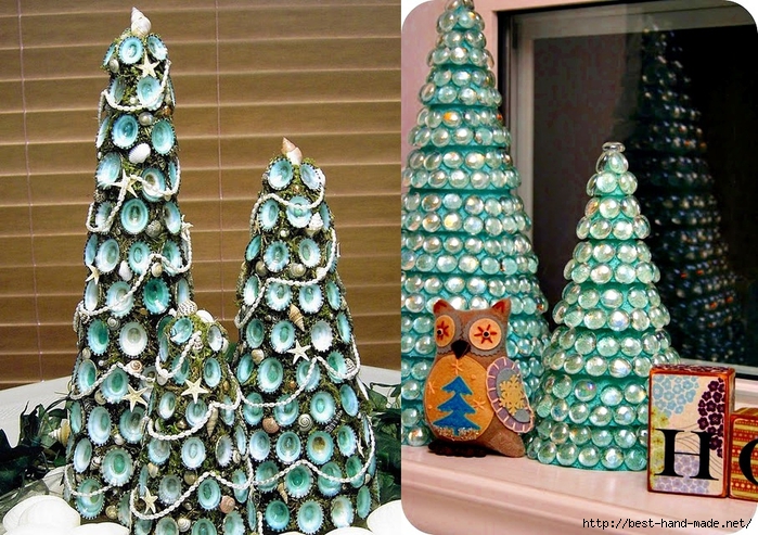 Christmas tree shop craft supplies- glass bowl fillers tree and teal limpet tree (700x493, 370Kb)