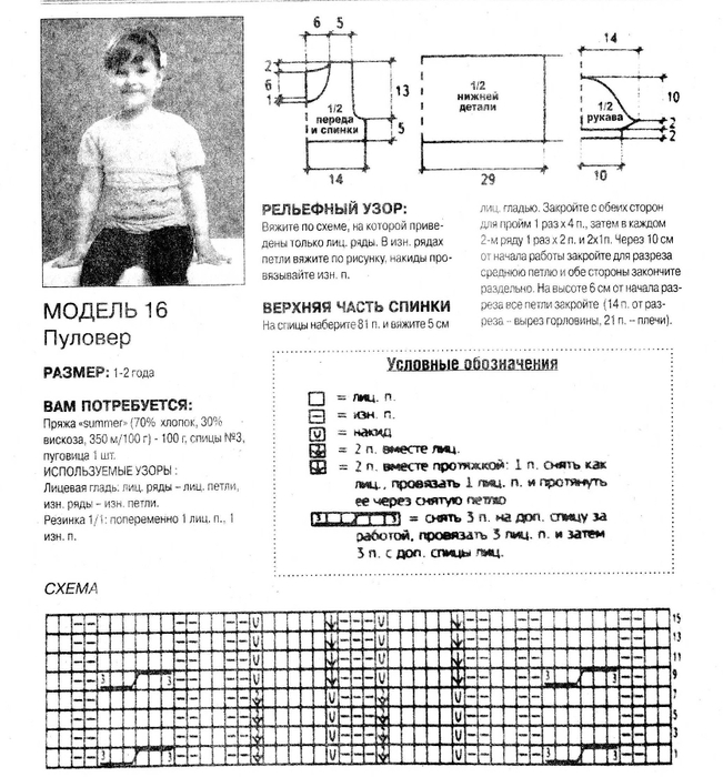 Свитер для мальчика 1 год спицами схема и описание