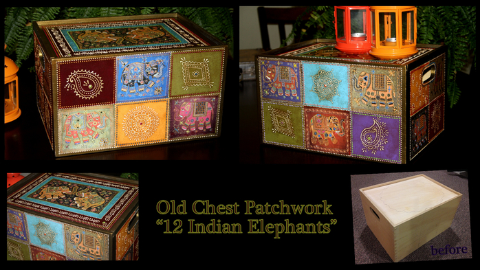 My Craft_Old Chest Patchwork_12 Indian Elephants (700x393, 384Kb)