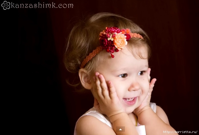 Детская повязка на голову с простым цветком из атласных лент